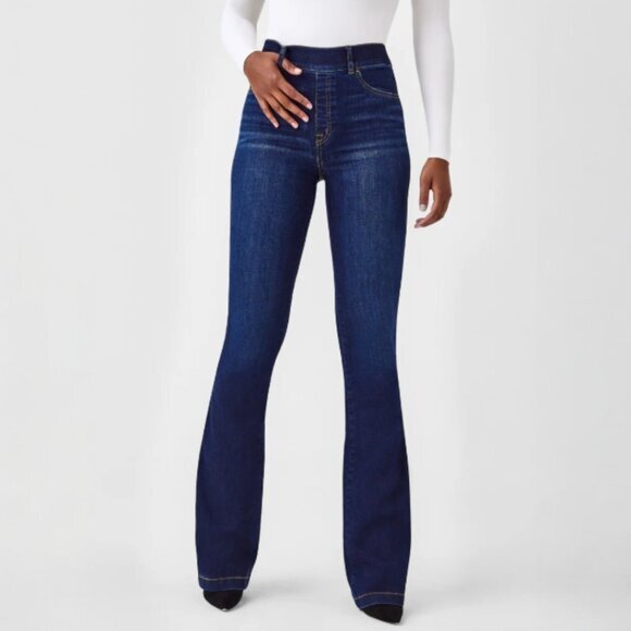SPANX Denim - Spanx Size M EveryWear Flare Pull-On Elastic Waist Jeans in Midnight Shade Blue